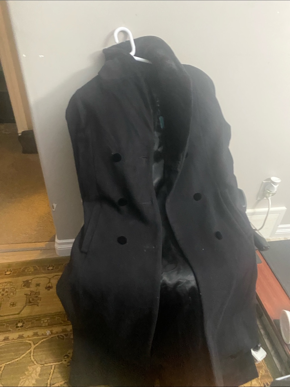Jones New York Black Double-Breasted Pea Coat